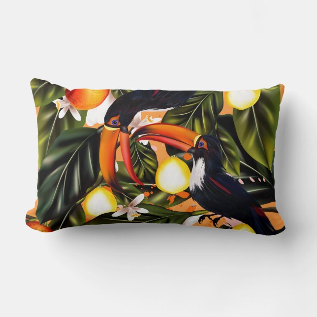 Tropisch paradijs. Toucans en citrus Kussen (Voorkant)