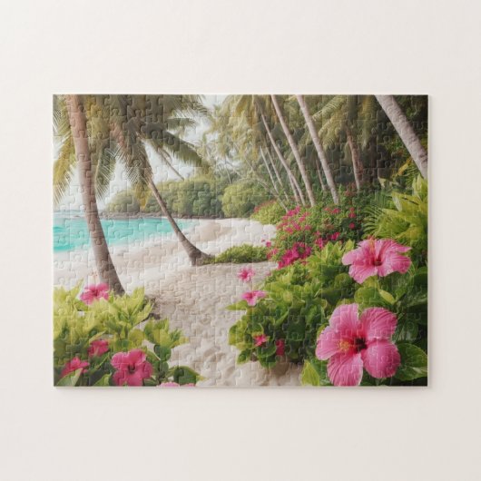 Tropisch Paradijs van Palmbomen in Alle Rust Legpuzzel (Horizontaal)