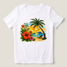 Tropisch Paradijs Vrouwen Sunset Beach T‑Shirt