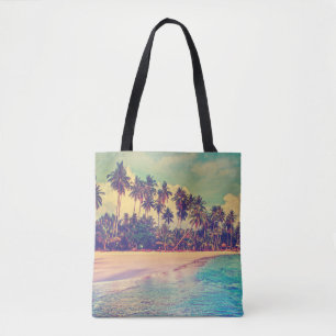 Tropisch paradijs: zee, hotel, strand. draagtas