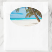 Tropisch paradijsstrand ovale sticker (Tas)