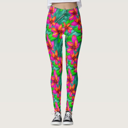 Tropisch paradise Floral Pattern Leggings (Voorkant)