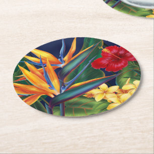Tropisch Paradise Hawaiian Floral Ronde Kartonnen Onderzetter