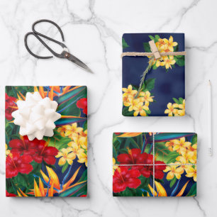 Tropisch paradise Hawaiian Floral Small Trio Inpakpapier Vel