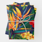 Tropisch paradise Hawaiian Floral Trio Inpakpapier Vel (In situ)