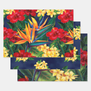 Tropisch paradise Hawaiian Floral Trio Inpakpapier Vel