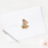 Tropisch Paradise Island Girl Ronde Sticker (Envelop)