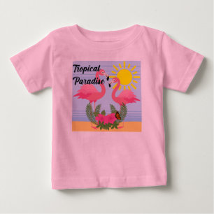 Tropisch Paradise Pink Flamingo - Baby Fine Jersey