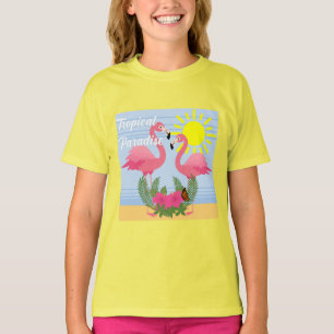 Tropisch paradise roze flamingo - Meisjes' Basic T T-shirt