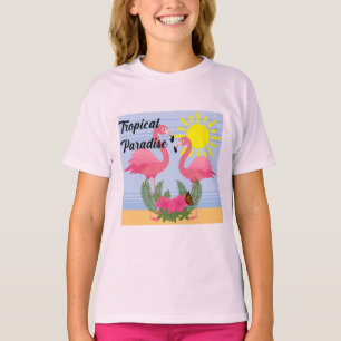 Tropisch paradise roze flamingo - Meisjes' Basic T T-shirt