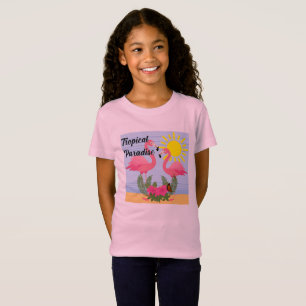 Tropisch paradise roze flamingo - Meisjes's Fine J T-shirt