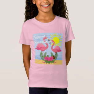 Tropisch paradise roze flamingo - Meisjes's Fine J T-shirt