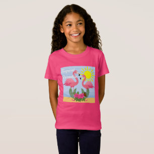Tropisch paradise roze flamingo - Meisjes's Fine J T-shirt