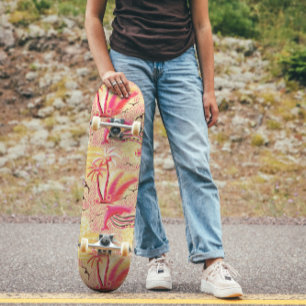 Tropisch paradise roze skateboard