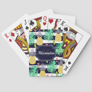 Tropisch patroon bevestigen pokerkaarten