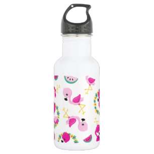 Tropisch patroon, flamingo's, watermeloenen, bloem waterfles