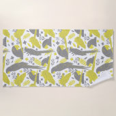 Tropisch patroon gele grijze ara-papegaai strandlaken (Voorkant)