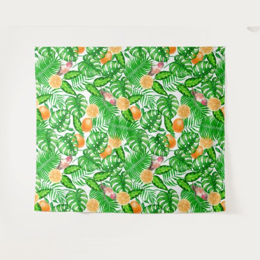 Tropisch patroon, kolibrie II Wandkleed (Voorkant (horizontaal))