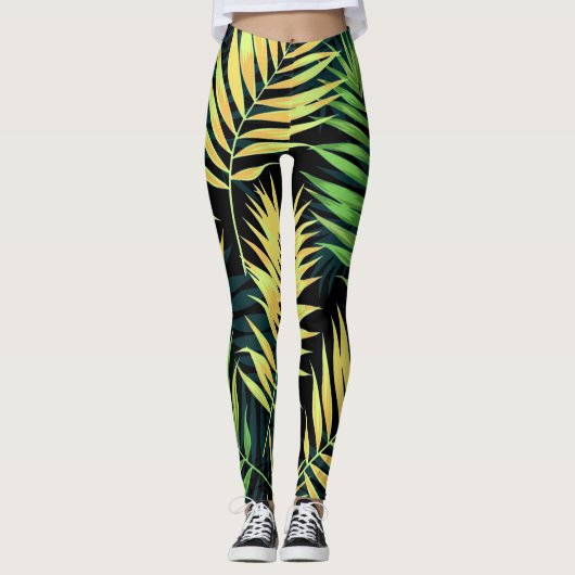 Tropisch patroon leggings (Voorkant)