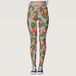 tropisch patroon met bloemen en bladeren leggings