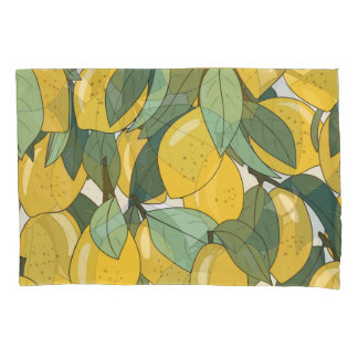 Tropisch patroon met gele citroenen. kussensloop