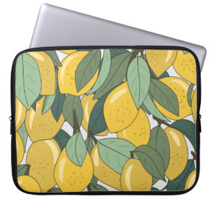 Tropisch patroon met gele citroenen. laptop sleeve