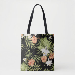 tropisch patroon met hibiscus bloemen en draagtas