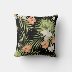 tropisch patroon met hibiscus bloemen en kussen