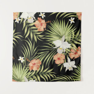  tropisch patroon met hibiscus bloemen en wandkleed
