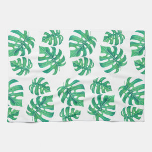 Tropisch patroon met monstera-bladeren theedoek