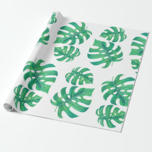 Tropisch patroon met monsterabladeren cadeaupapier