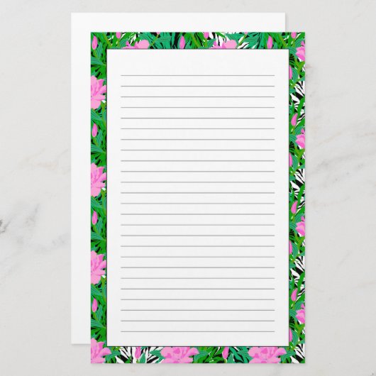 Tropisch patroon met Oerwouden bloemen Briefpapier (Voorkant / Achterkant)