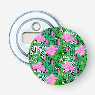 Tropisch patroon met Oerwouden bloemen Button Flesopener