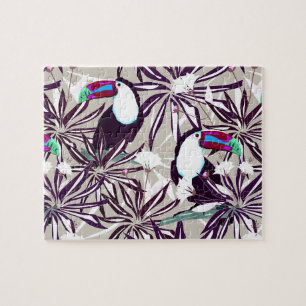 Tropisch patroon met palmbomen en vogels. legpuzzel