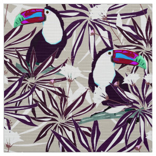 Tropisch patroon met palmbomen en vogels. stof