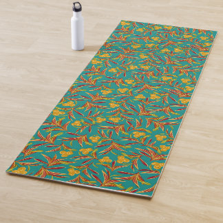 Tropisch patroon met rode en gele bladeren yogamat