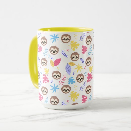 Tropisch patroon met sleuf en bladeren mok (Voorkant links)