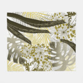 Tropisch patroon monsterpalmbladeren exotisch fleece deken (Voorkant (Horizontaal))