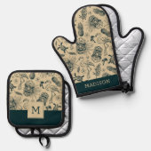  tropisch patroon ovenwant & pannenlap set (Voorkant / Achterkant)