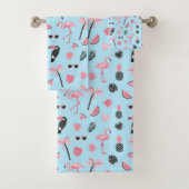 Tropisch patroon roze en blauwe zomer bad handdoek (Insitu)