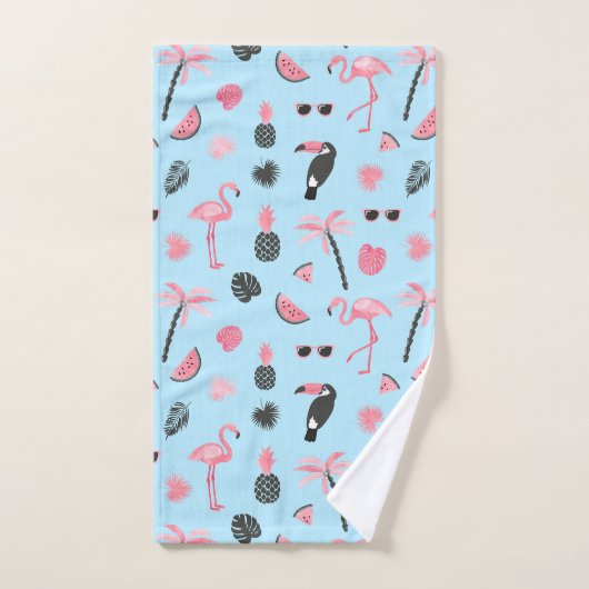 Tropisch patroon roze en blauwe zomer bad handdoek (Handdoek)