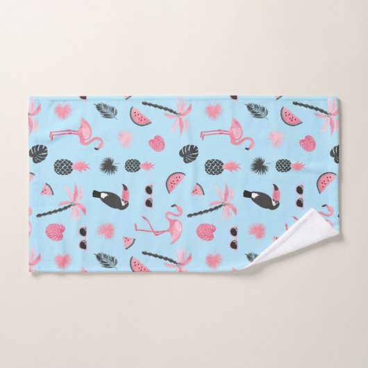 Tropisch patroon roze en blauwe zomer bad handdoek (Handdoek)