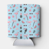 Tropisch patroon roze en blauwe zomer blikjeskoeler (Achterkant)