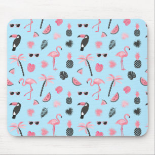 Tropisch patroon roze en blauwe zomer muismat