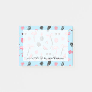 Tropisch patroon roze en blauwe zomer post-it® notes