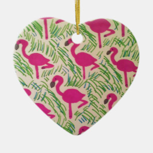 Tropisch patroon roze flamingos keramisch ornament