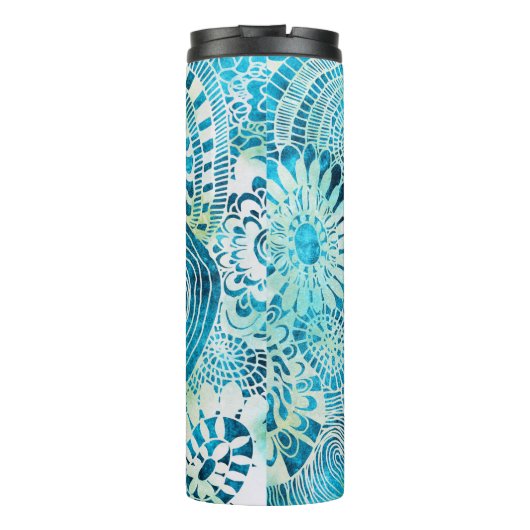 tropisch patroon van de partij Urchin en Opihi Thermosbeker (Achterkant)