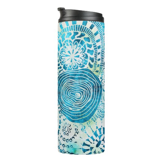 tropisch patroon van de partij Urchin en Opihi Thermosbeker (Geroteerd rechts)