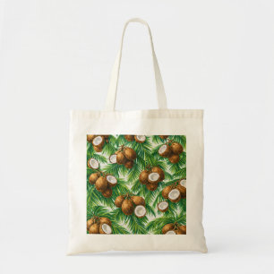 Tropisch patroon van kokospalmbladeren tote bag