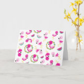 Tropisch patroon, vlamingos, watermeloenen, bloeme kaart (Gele Bloem)
